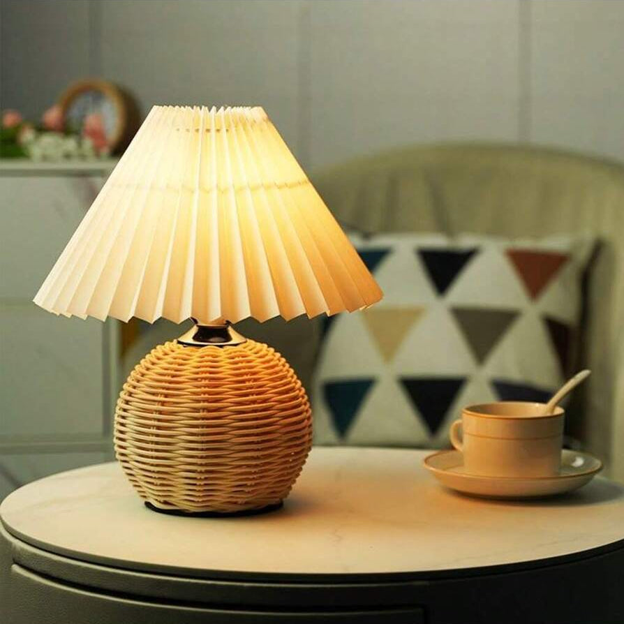 LUMORA – Rattan Table Lamp for Warm Ambient Lighting and Cozy Interior Atmosphere