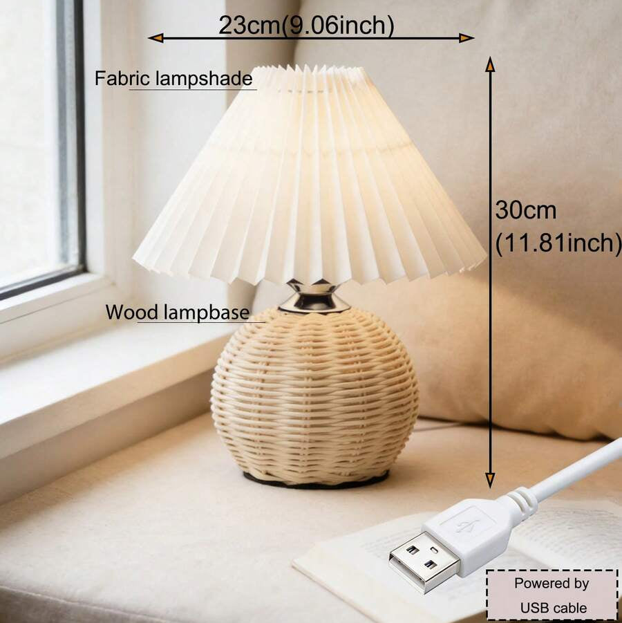 LUMORA – Rattan Table Lamp for Warm Ambient Lighting and Cozy Interior Atmosphere