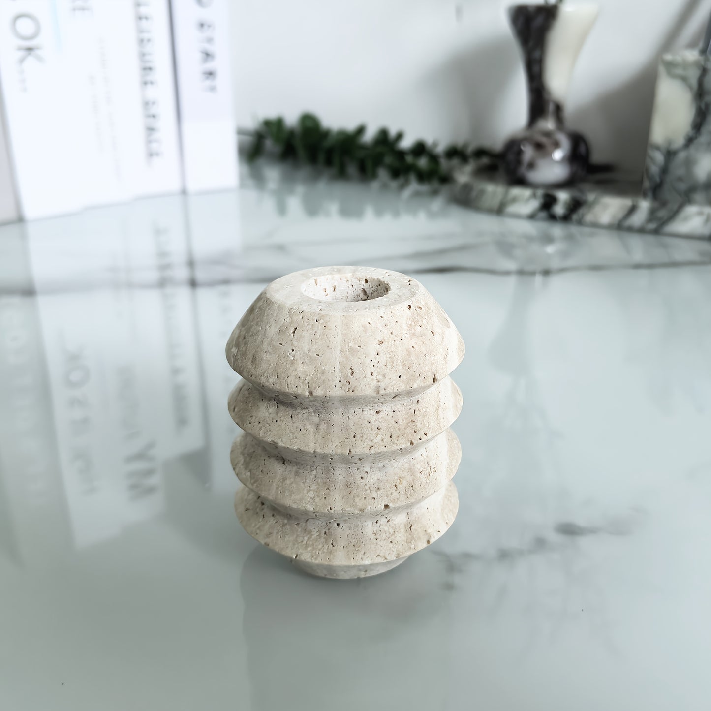 ROMAN TRAVERTINE – Natural Marble Candle Holder
