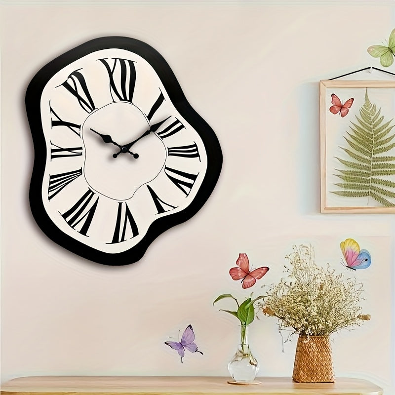 JFHT – Silent Irregular Wood Wall Clock With Roman Numeral Design
