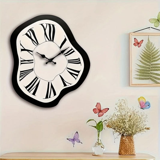 JFHT – Silent Irregular Wood Wall Clock With Roman Numeral Design