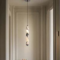 Black Natural Stone Cylinder Pendant Lamp