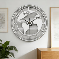 Lumière World Map Silent Metal Wall Clock
