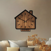 HOMEWOOD Vintage House Shaped Wooden Wall Clock