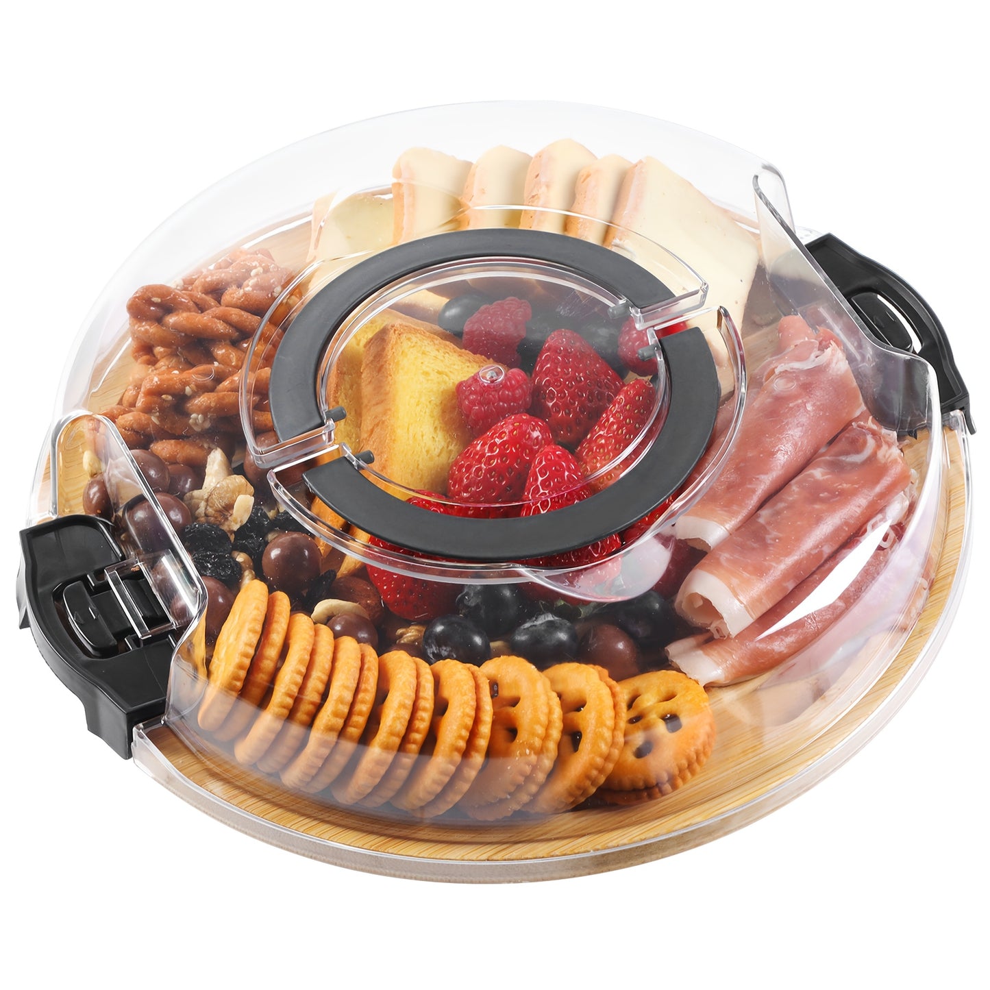 BAMBOX – Bamboo Divided Snack Tray with Lid for Organized Serving and Portable Food Storage