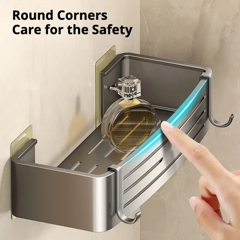 ALUMORA – Self Adhesive Aluminum Bathroom Shelf Organizer