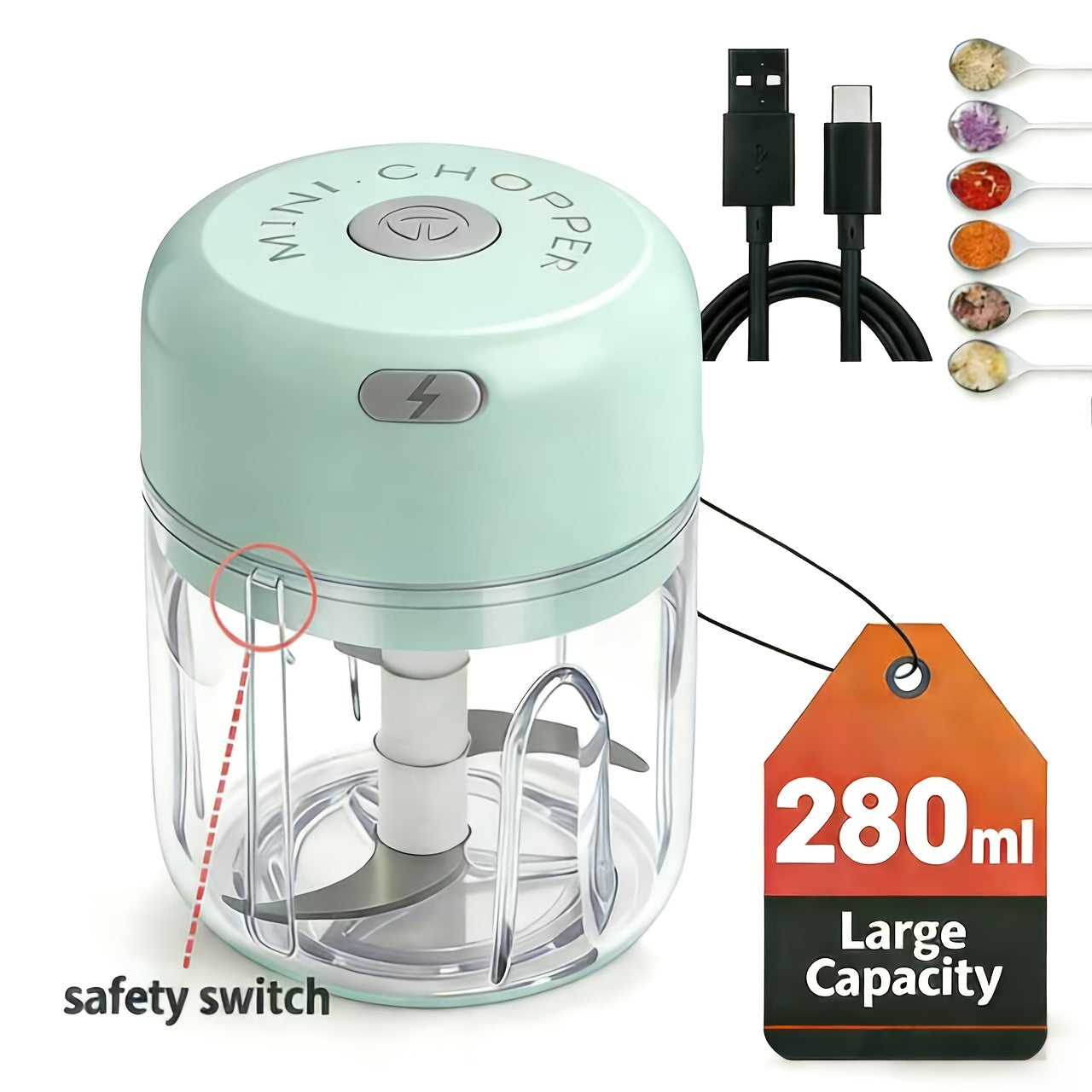 CHOPTRON – Elektrischer USB wiederaufladbarer Mini-Zerkleinerer