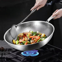 LAMEEDGE – Hammered Stainless Steel Wok with Durable Glass Lid