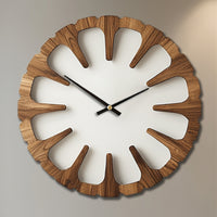 WOODORA Artistic Round Wooden Silent Wall Clock