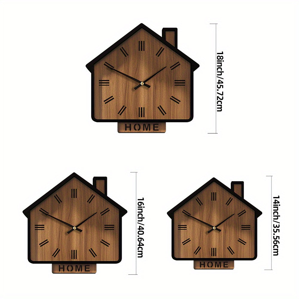 HOMEWOOD Vintage House Shaped Wooden Wall Clock