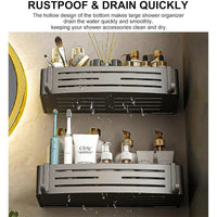 ALUMORA – Self Adhesive Aluminum Bathroom Shelf Organizer