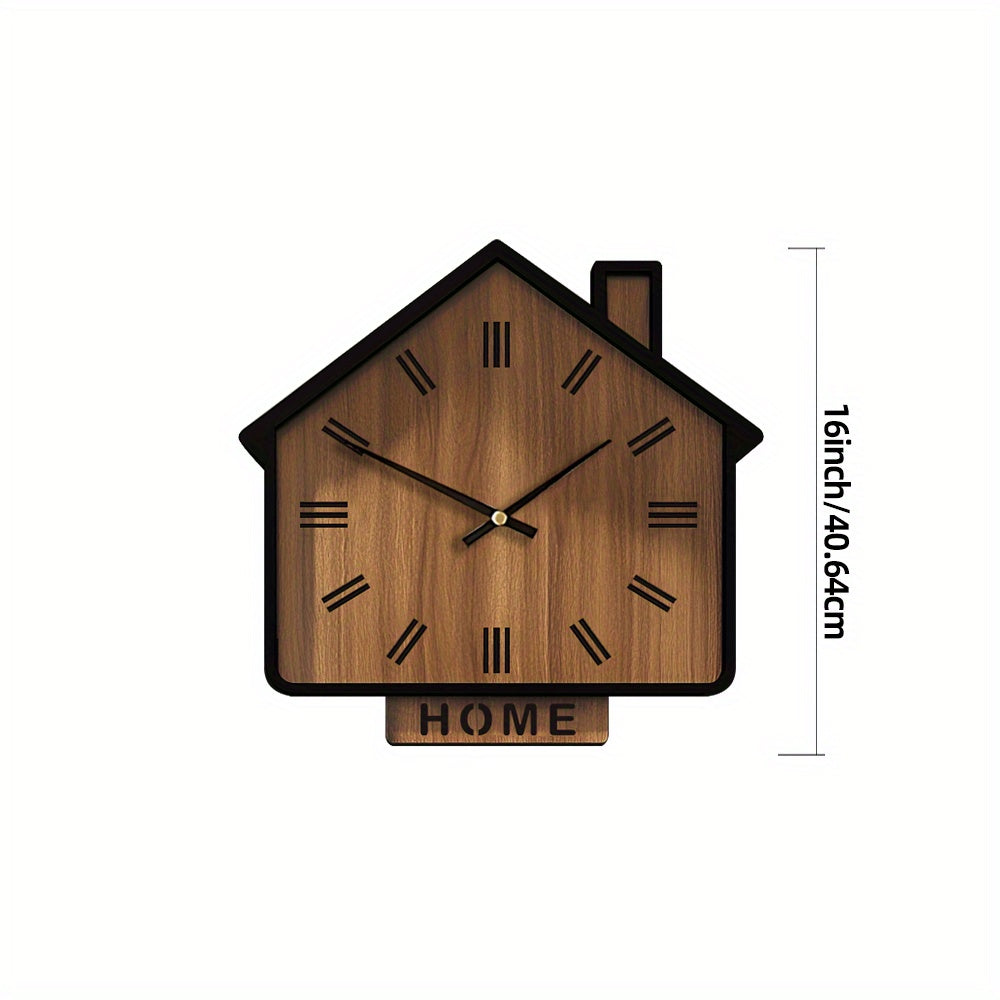 HOMEWOOD Vintage House Shaped Wooden Wall Clock