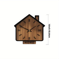 HOMEWOOD Vintage House Shaped Wooden Wall Clock