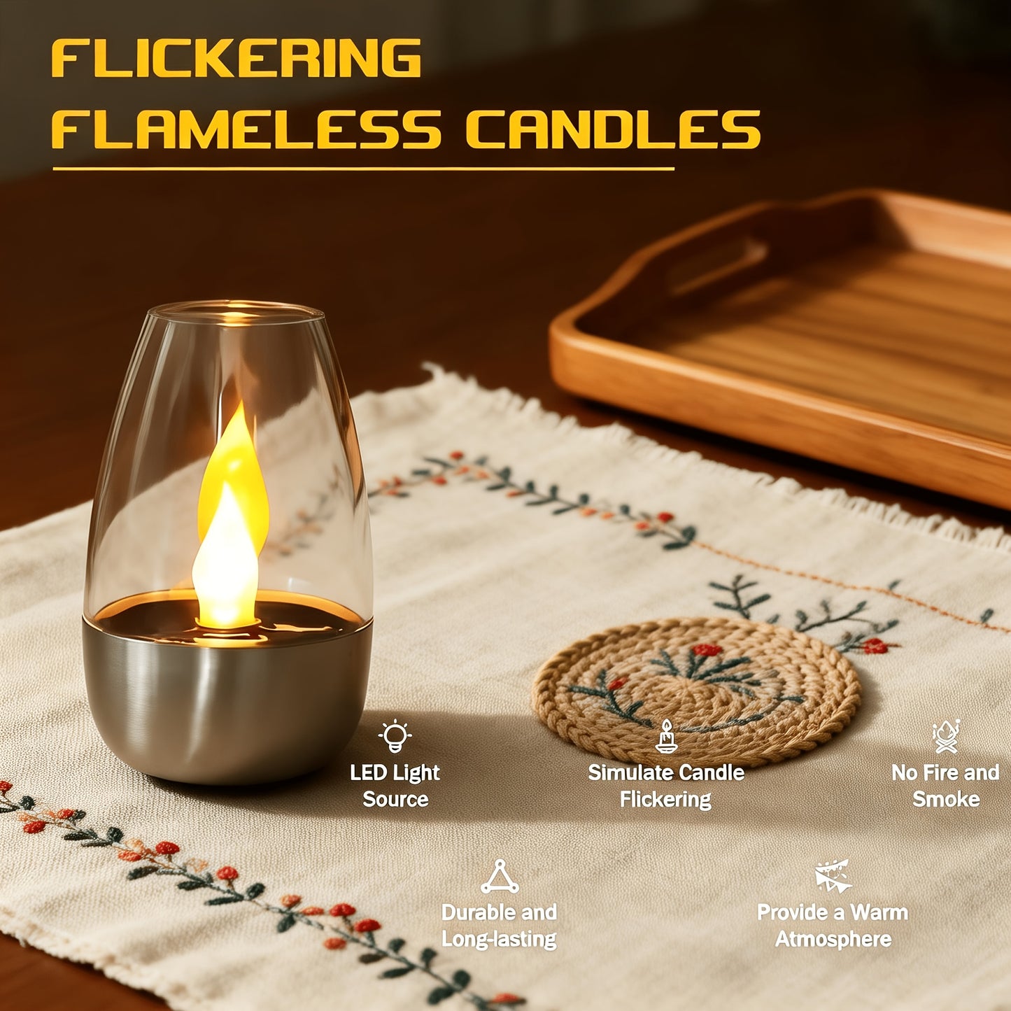 SOLFLARE – Solar LED Stainless Steel Candle Light with Simulated Flame