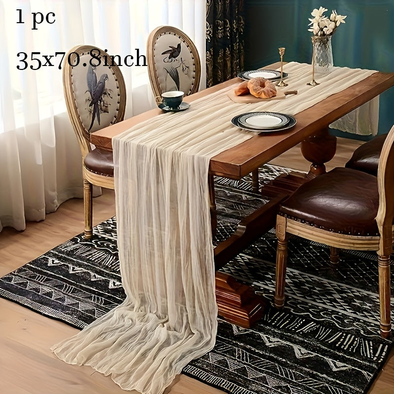 BOHOCRISP – Crinkled Cheese Tablecloth for Elegant Boho and Holiday Table Styling