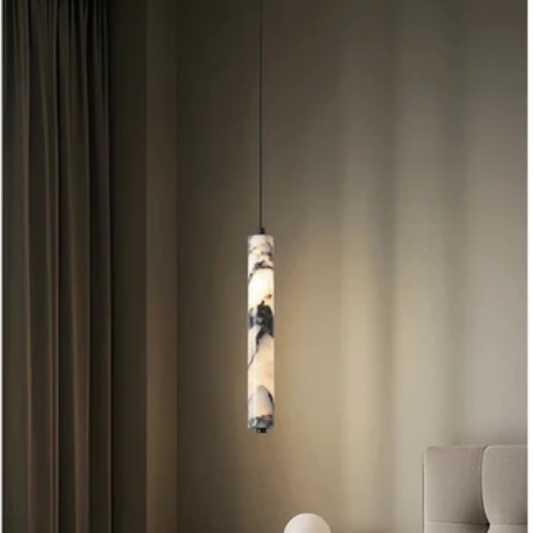 Black Natural Stone Cylinder Pendant Lamp