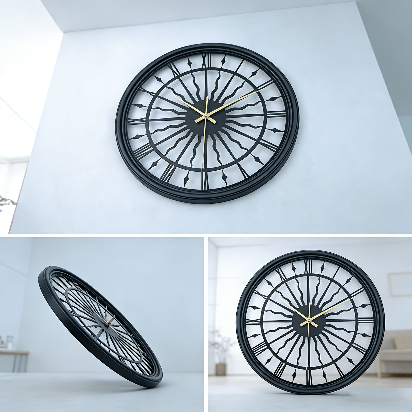 VELORA – Silent Iron Art 3D Wall Clock With Round Analog Design