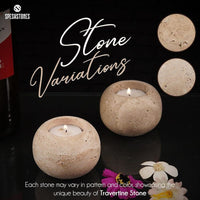 STONEVA Travertine Votive Candle Holders Set of 2