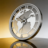 Lumière World Map Silent Metal Wall Clock