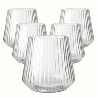 ORIGLOW – 14-Pack Corrugated Unbreakable Plastic Glass Set for Elegant Party Beverage Serving
