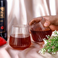 ORIGLOW – 14-Pack Corrugated Unbreakable Plastic Glass Set for Elegant Party Beverage Serving