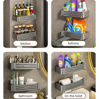ALUMORA – Self Adhesive Aluminum Bathroom Shelf Organizer