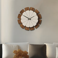 OAKNOVA Round Wooden Battery Wall Clock