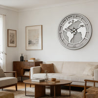 Lumière World Map Silent Metal Wall Clock