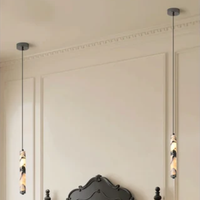 Black Natural Stone Cylinder Pendant Lamp
