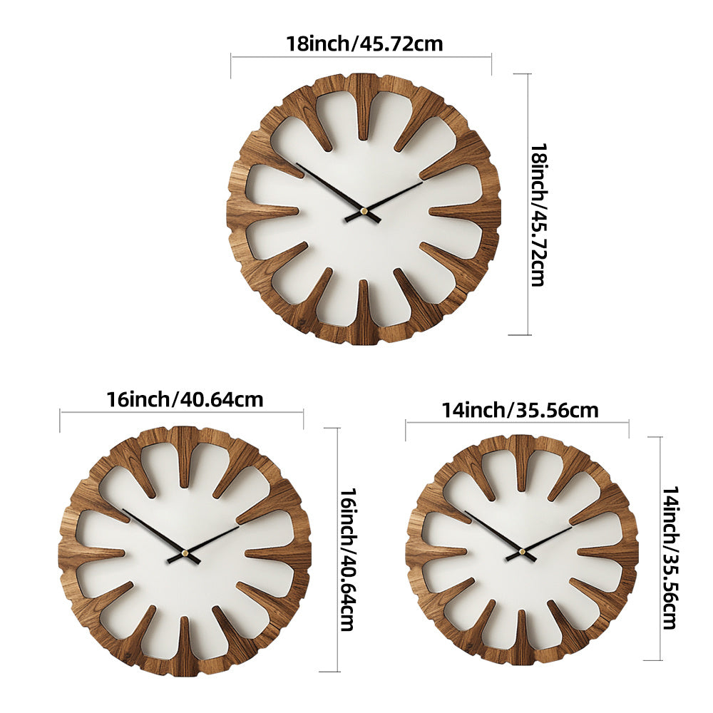 WOODORA Artistic Round Wooden Silent Wall Clock