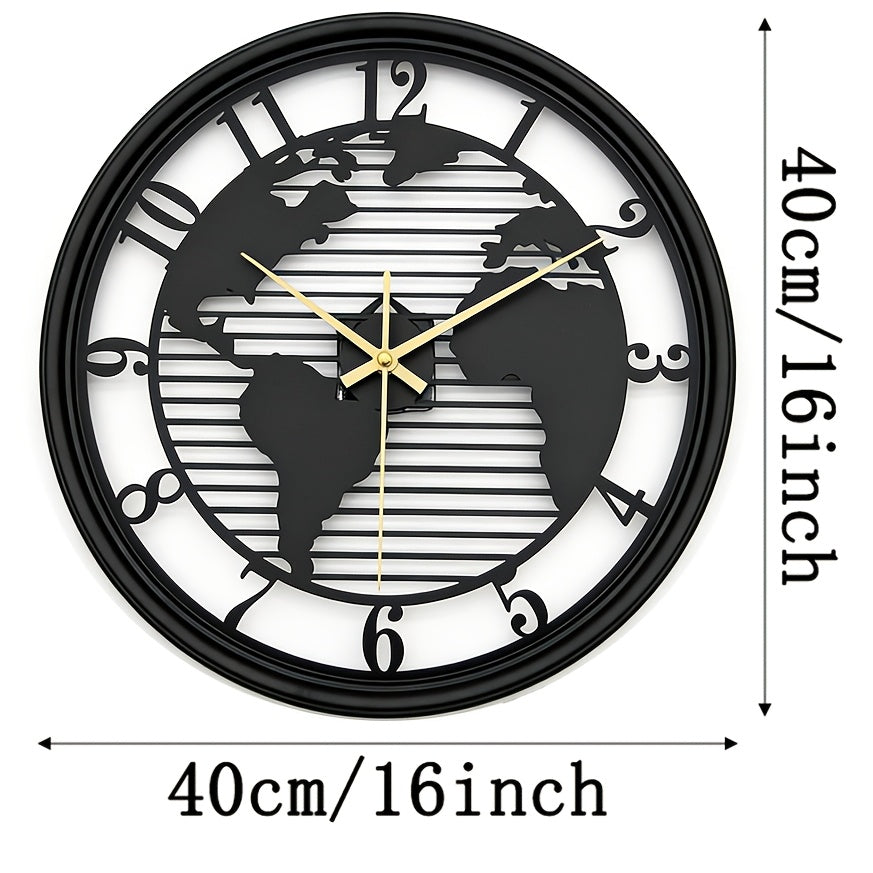 Lumière World Map Silent Metal Wall Clock