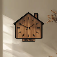 HOMEWOOD Vintage House Shaped Wooden Wall Clock