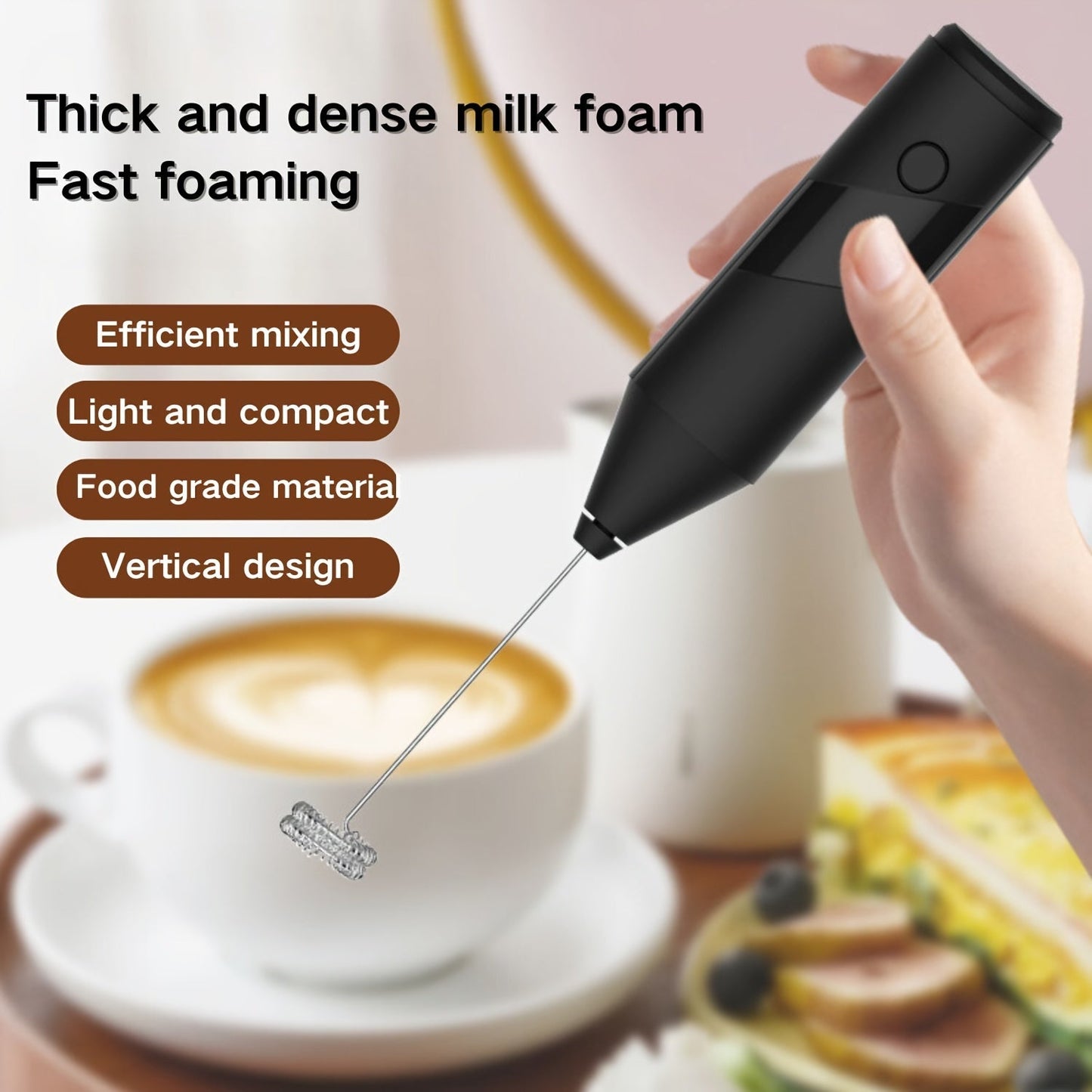 FOAMORA – Electric Milk Frother Handheld Coffee Mixer