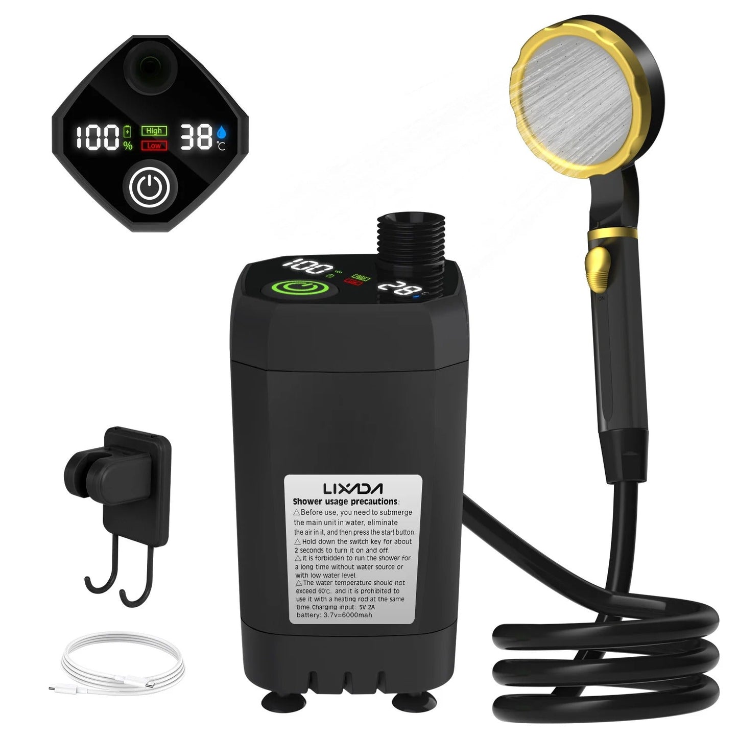 AQUAFLOWX – Portable Camping Shower Pump with Digital Display