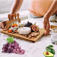 BAMSLICE – Bamboo Cheese Board Set for Creative Serving and Multi-Purpose Kitchen Use