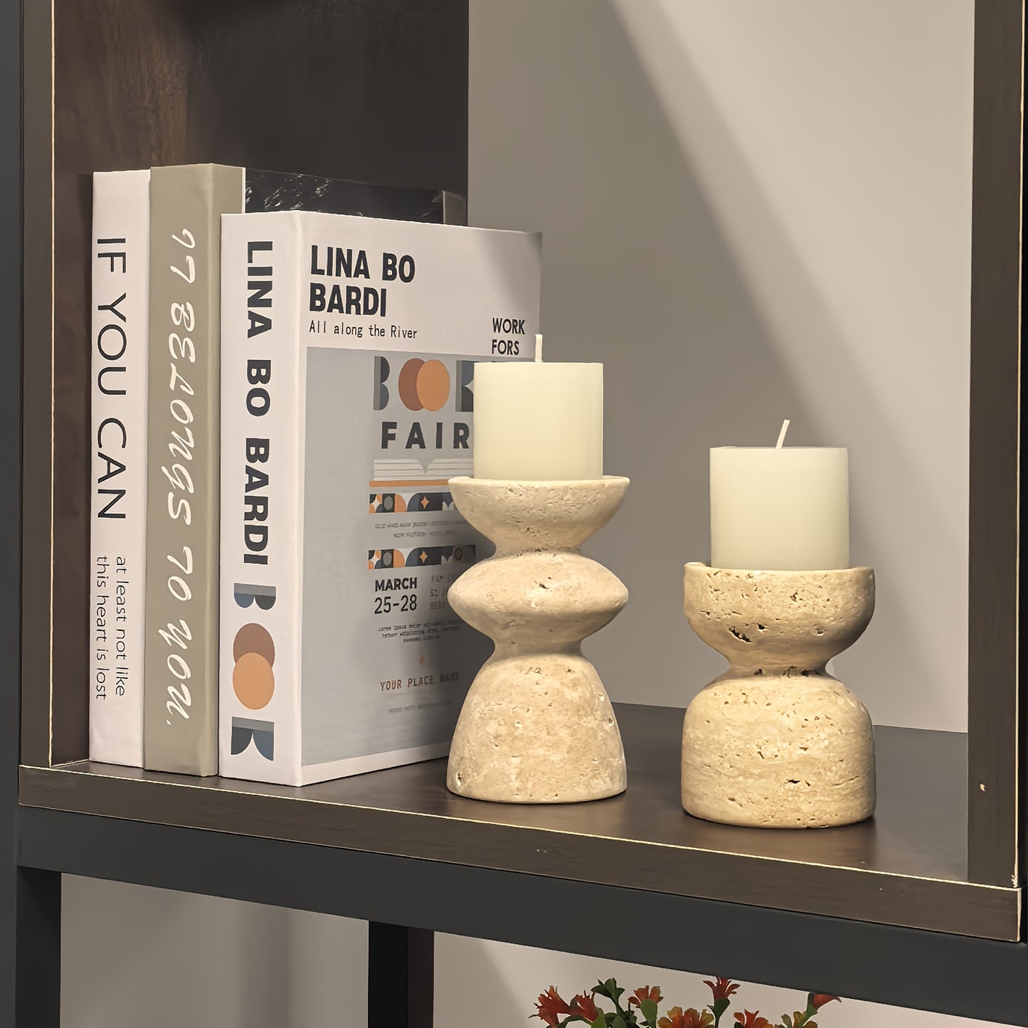 TRAVERTINE LUX – Natural Marble Candle Holders Set