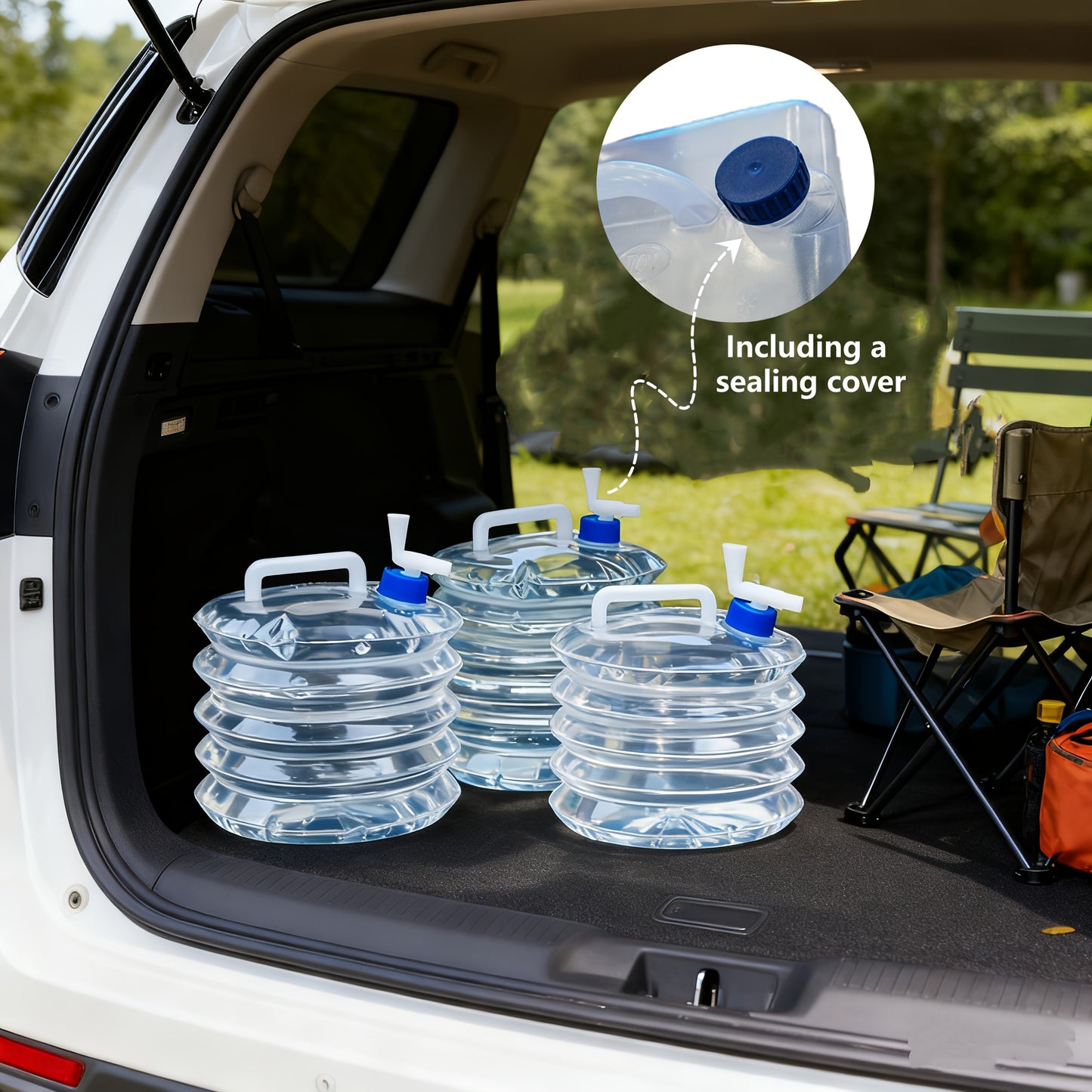 WATERFLOW – Foldable Water Storage Container with Sealed Lid for Camping