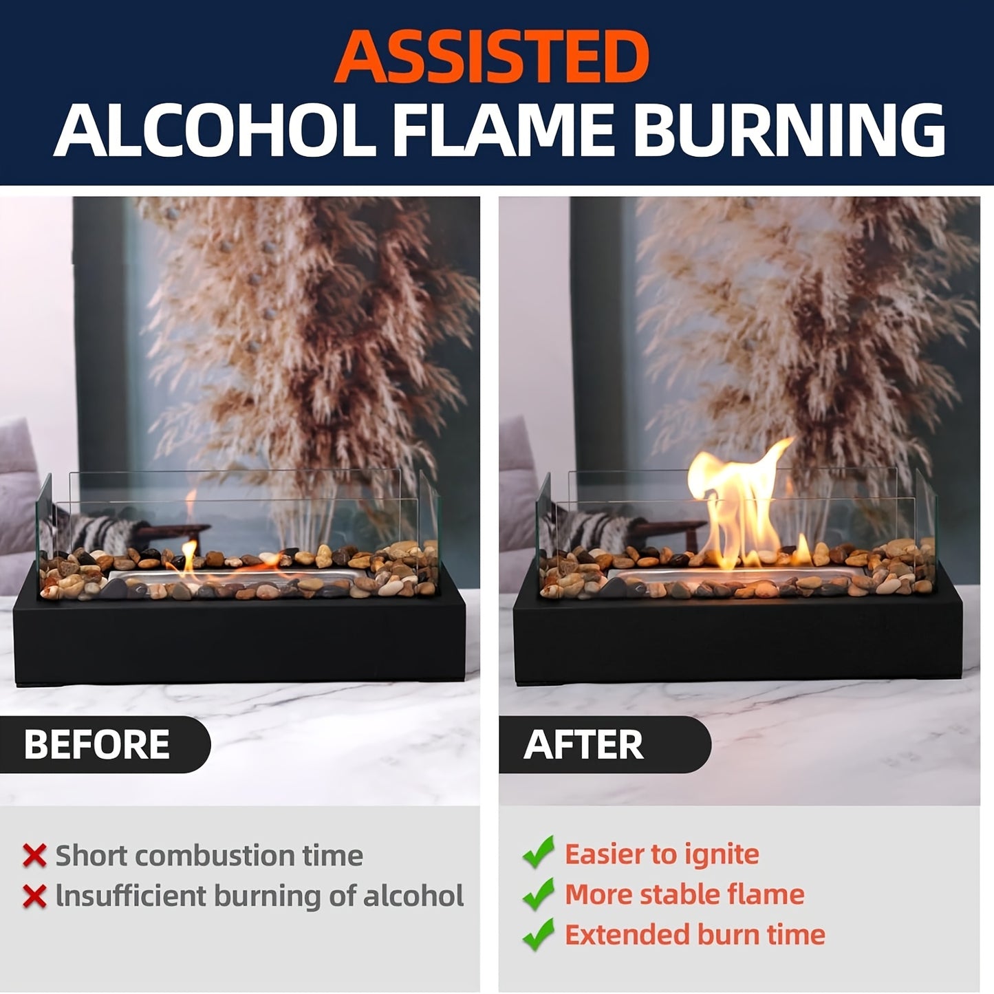 FLAMELIVA – Ceramic Fiber Tabletop Fireplace for Cozy Ambience