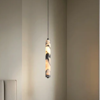 Black Natural Stone Cylinder Pendant Lamp