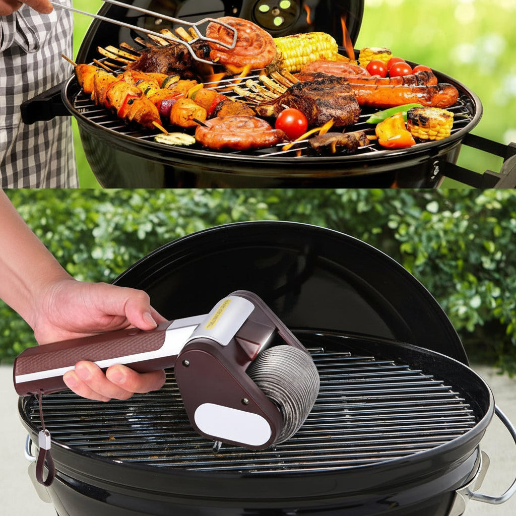 GRATECHARGE – Electric BBQ Brush with Stainless Cleaning Roller