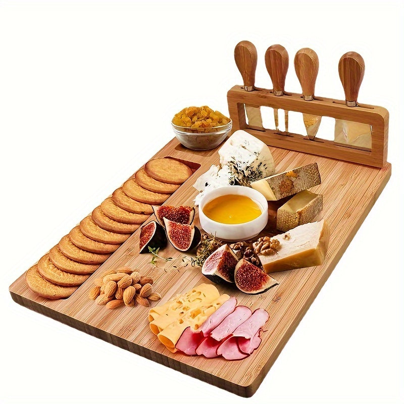 BAMSLICE – Bamboo Cheese Board Set for Creative Serving and Multi-Purpose Kitchen Use