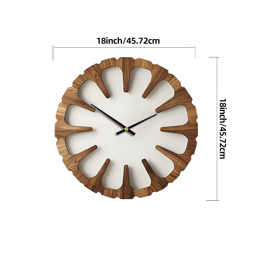 WOODORA Artistic Round Wooden Silent Wall Clock