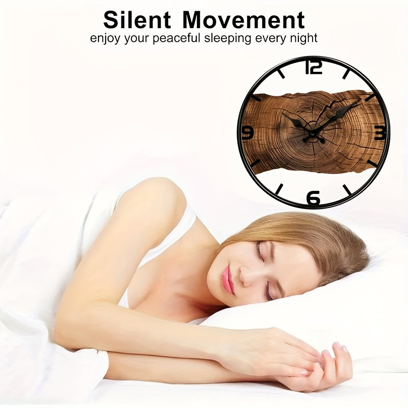 WOODCRAFT Round Carved Wooden Silent Wall Clock