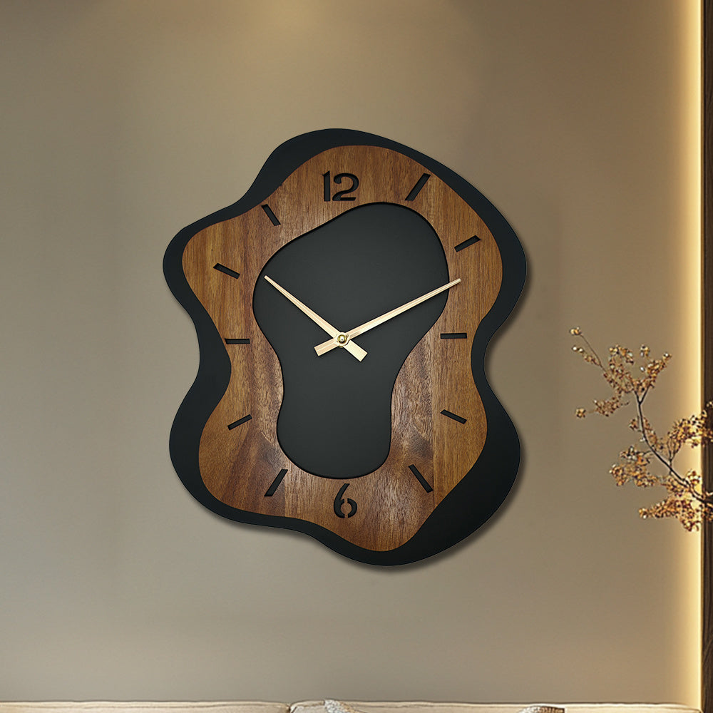 WOODMERE Irregular Wooden Battery Wall Clock