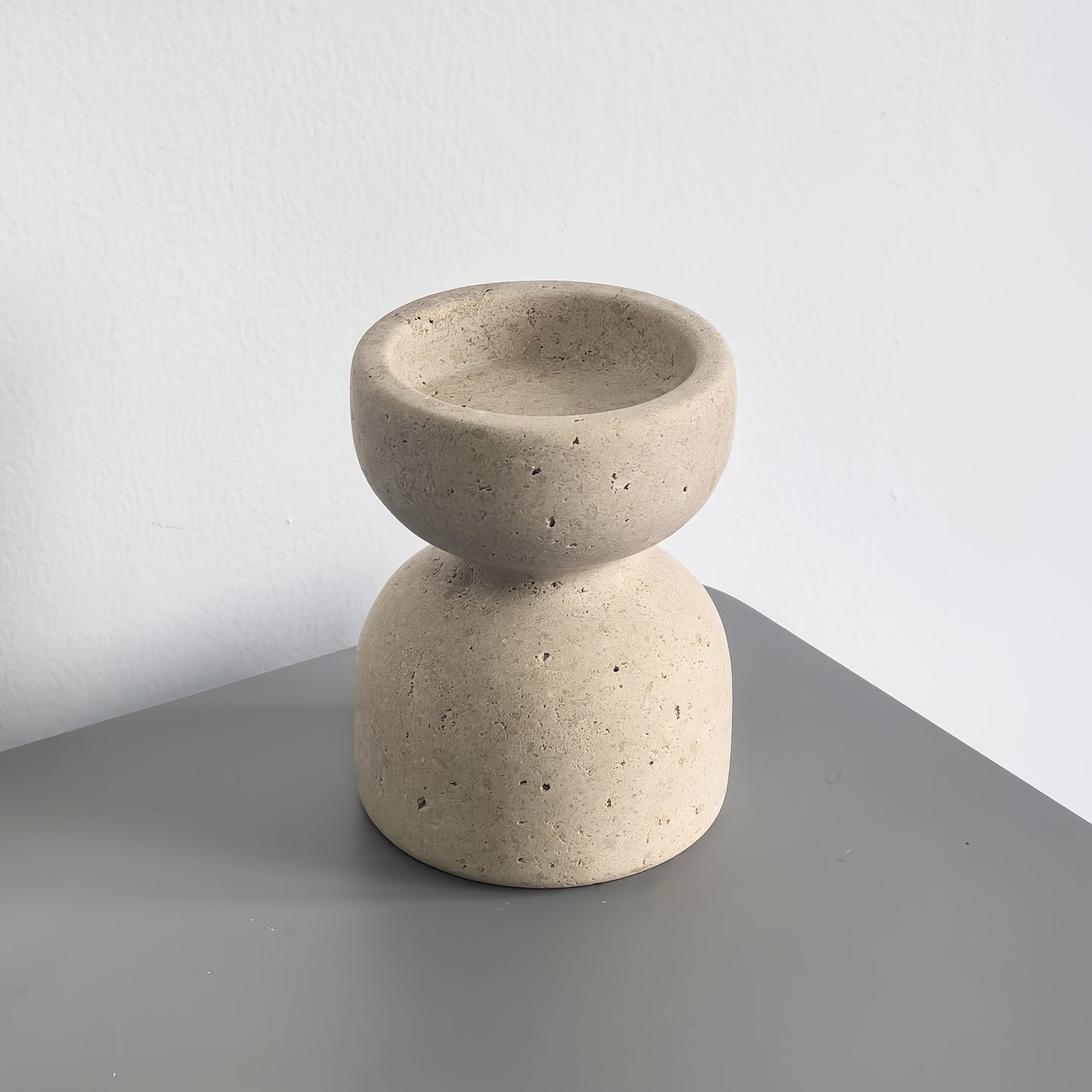 TRAVERTINE LUX – Natural Marble Candle Holders Set