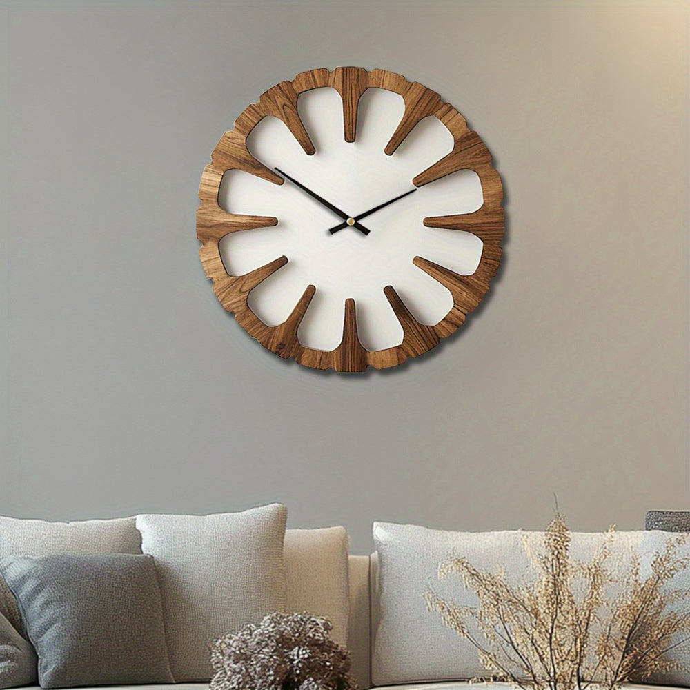 WOODORA Artistic Round Wooden Silent Wall Clock