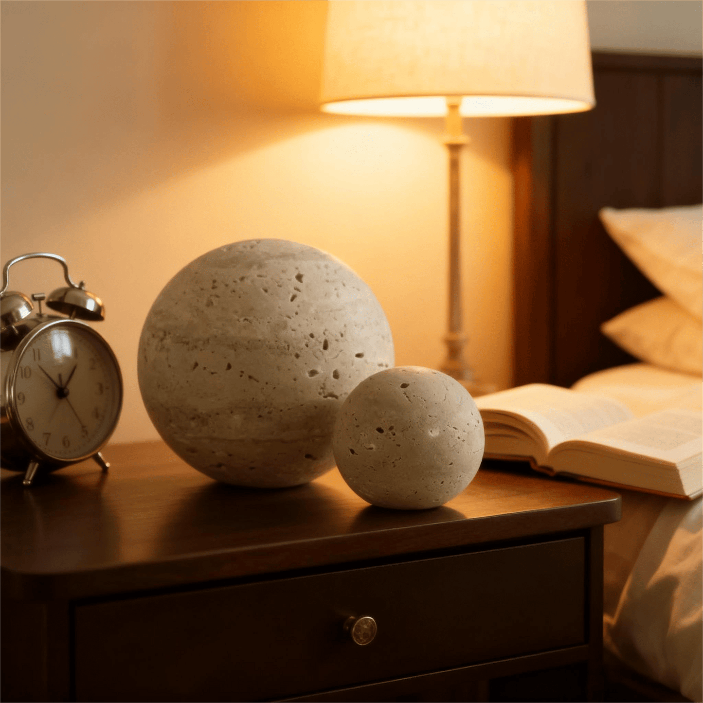 WABISTONE ORB – Hand-Carved Travertine Marble Sphere Decor