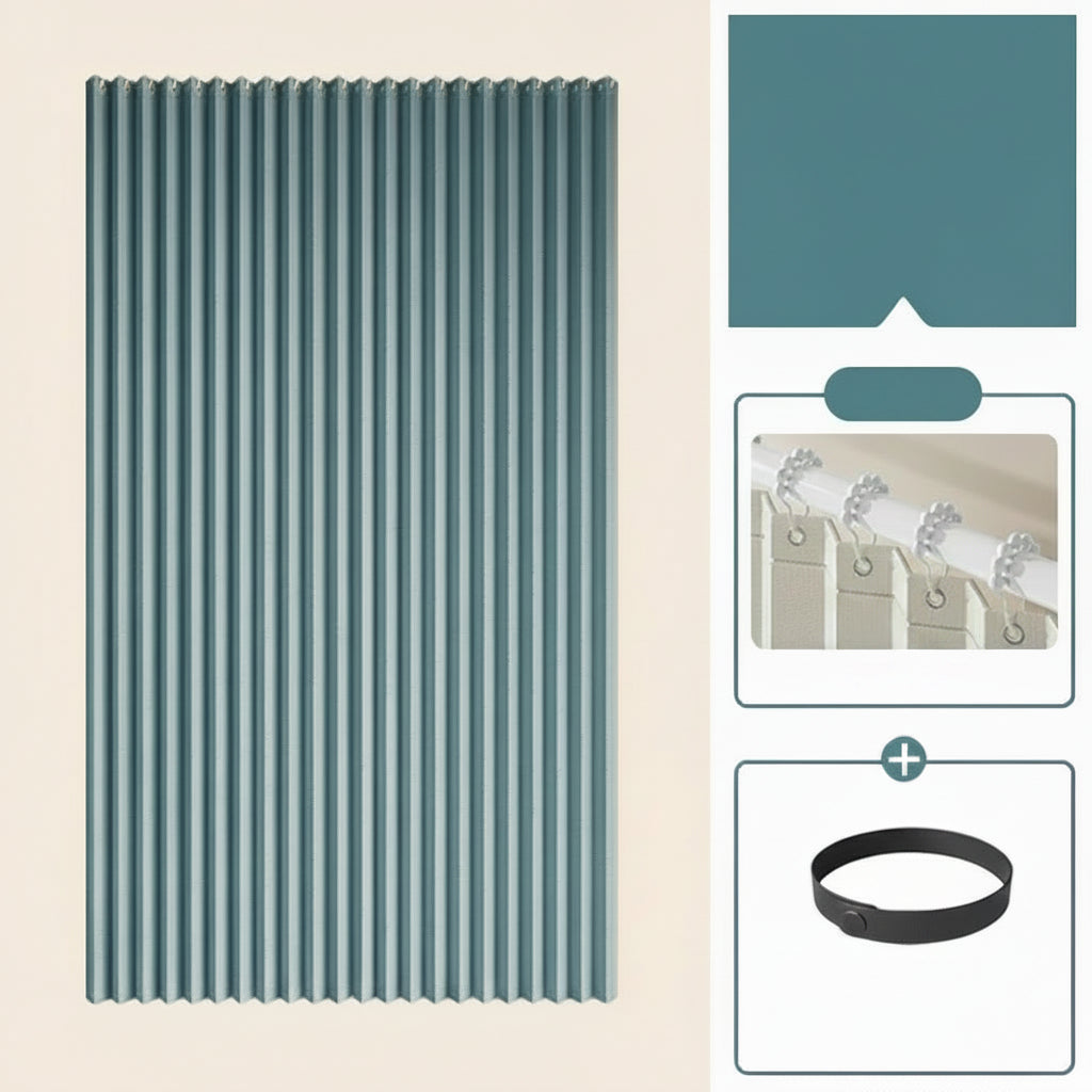 CURVASHIELD – Foldable Magnetic Accordion Shower Curtain Waterproof Design