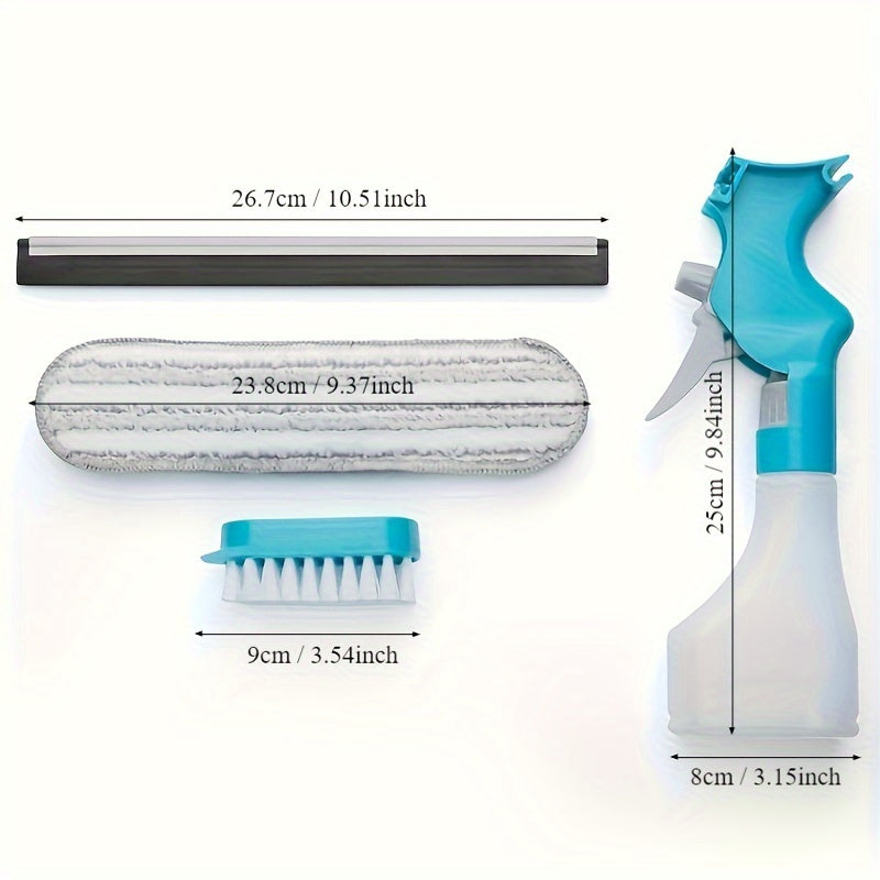 SPRAYLUX – 4-in-1 Glass Cleaning Brush with Spray, Scraper & Scrubbing Head