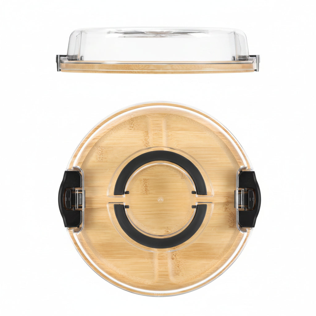 BAMBOX – Bamboo Divided Snack Tray with Lid for Organized Serving and Portable Food Storage